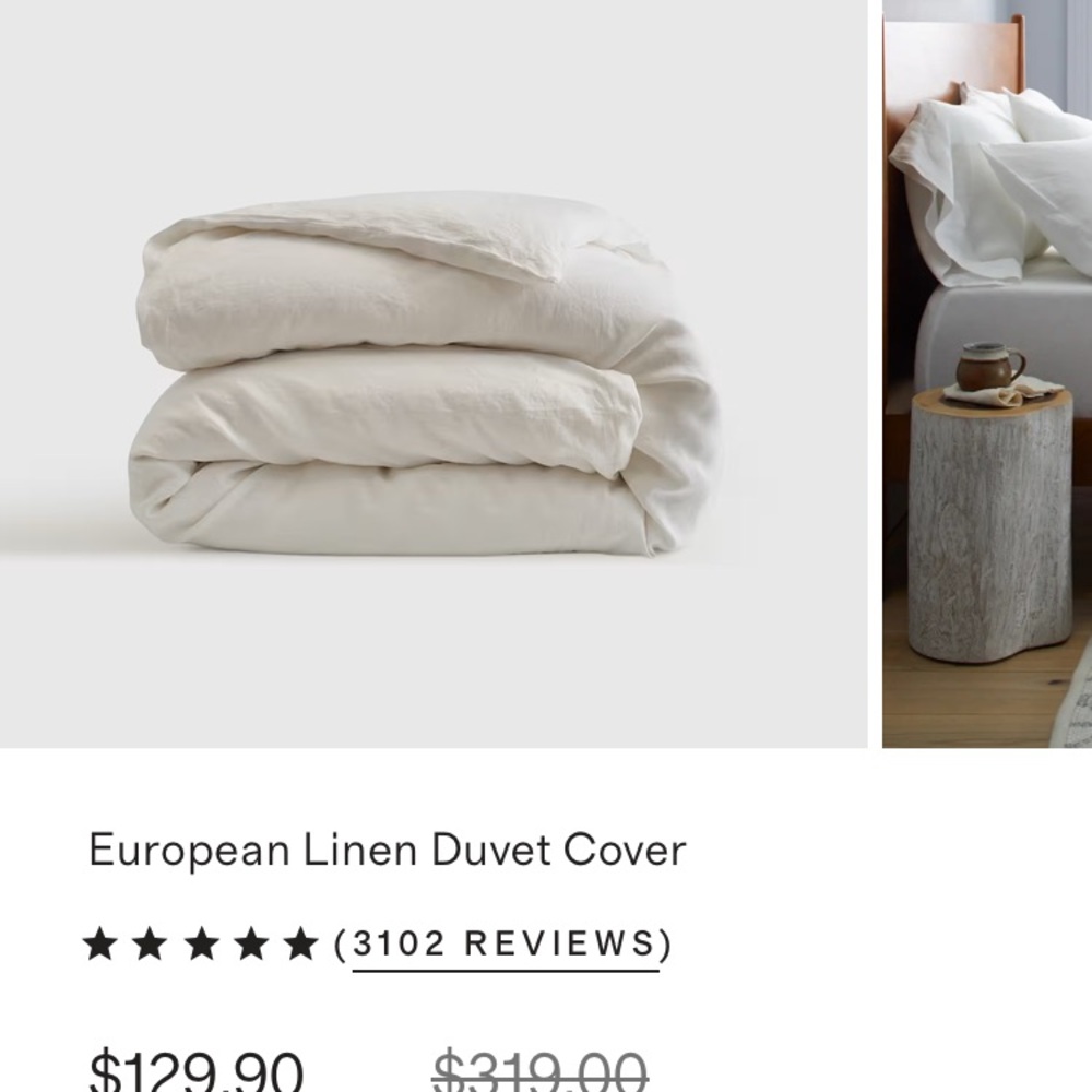 Quince European Linen Duvet Cover - Soft White
